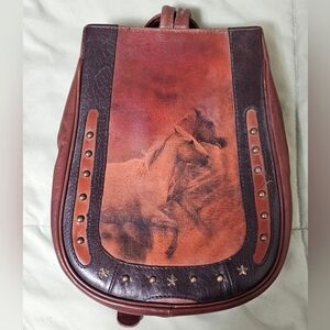 Scully Vintage Running Horses Horseshoe Shaped Bag Backpack
